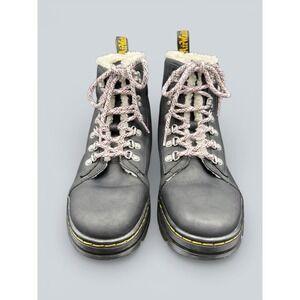 Dr. Martens Combs Black Wyoming Faux Shearling Lined Casual Boots Moto Combat 9‎